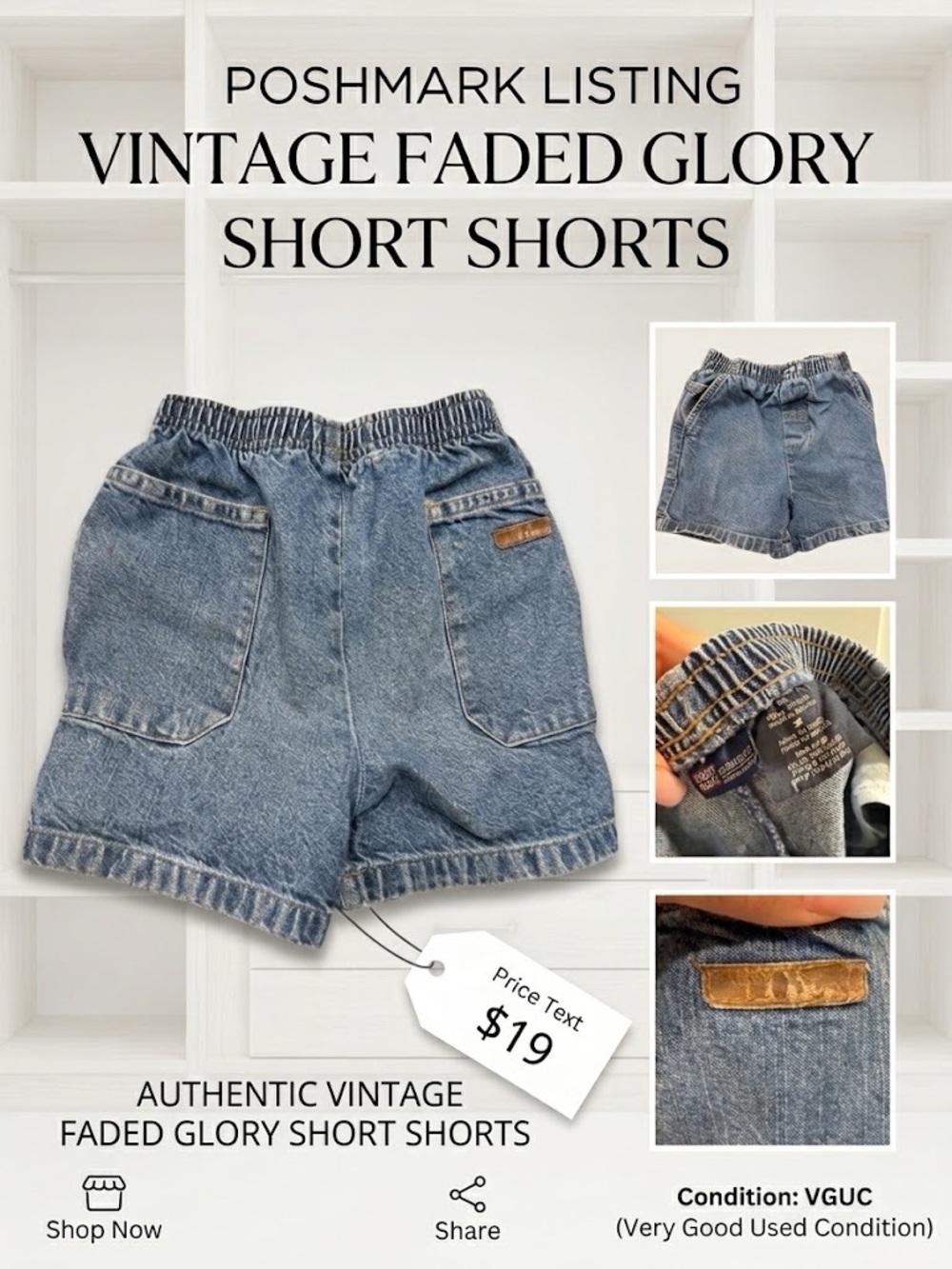 Vintage Faded Glory Baby Denim Shorts - Size 3T (Y2K)